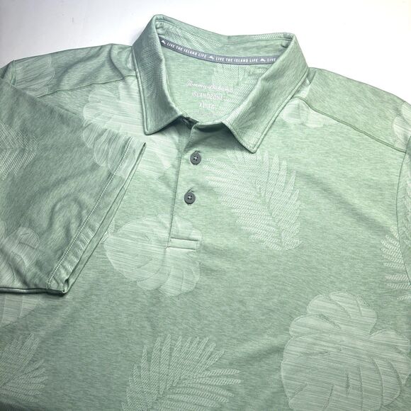 Tommy Bahama Performance Polo Shirt Men' XL Green Leaf Island Zone Tropical Golf - Picture 2 of 8